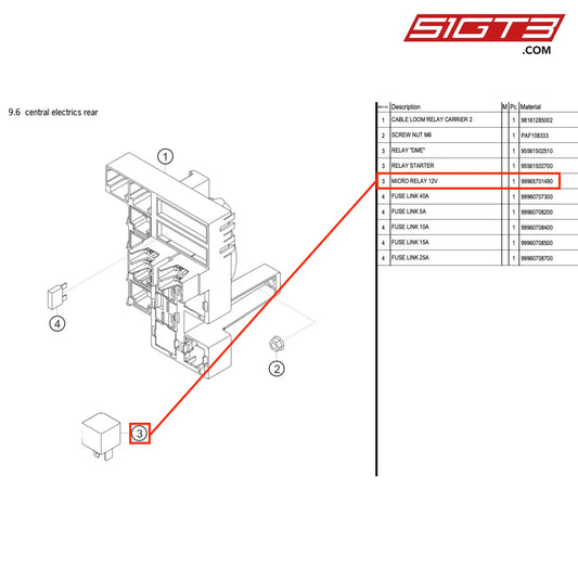 MICRO RELAY 12V - 99965701490 [PORSCHE 718 Cayman GT4 RS Clubsport]