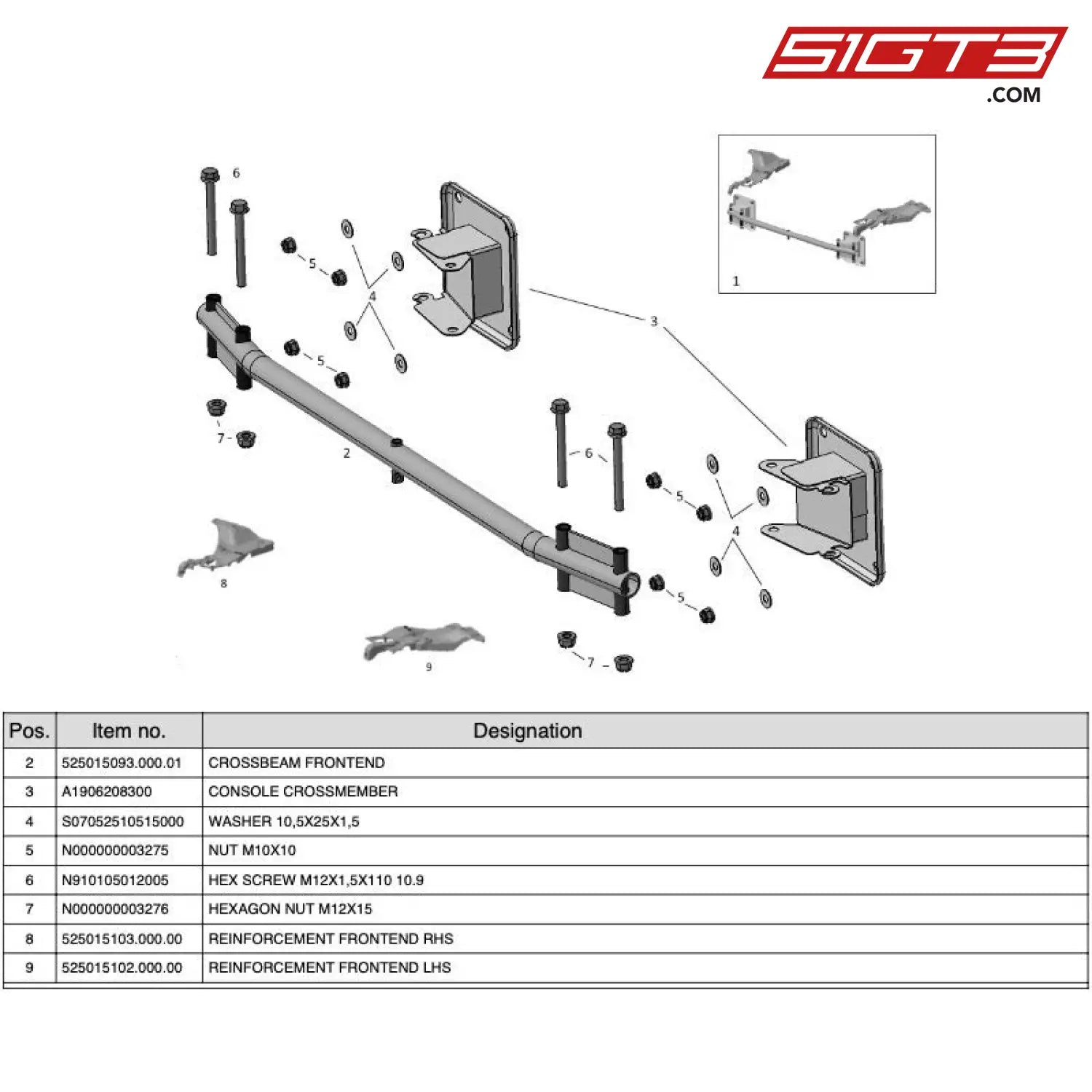 Nut M10X10 - N000000003275 [Mercedes-Amg Gt4] Crossbeam Front