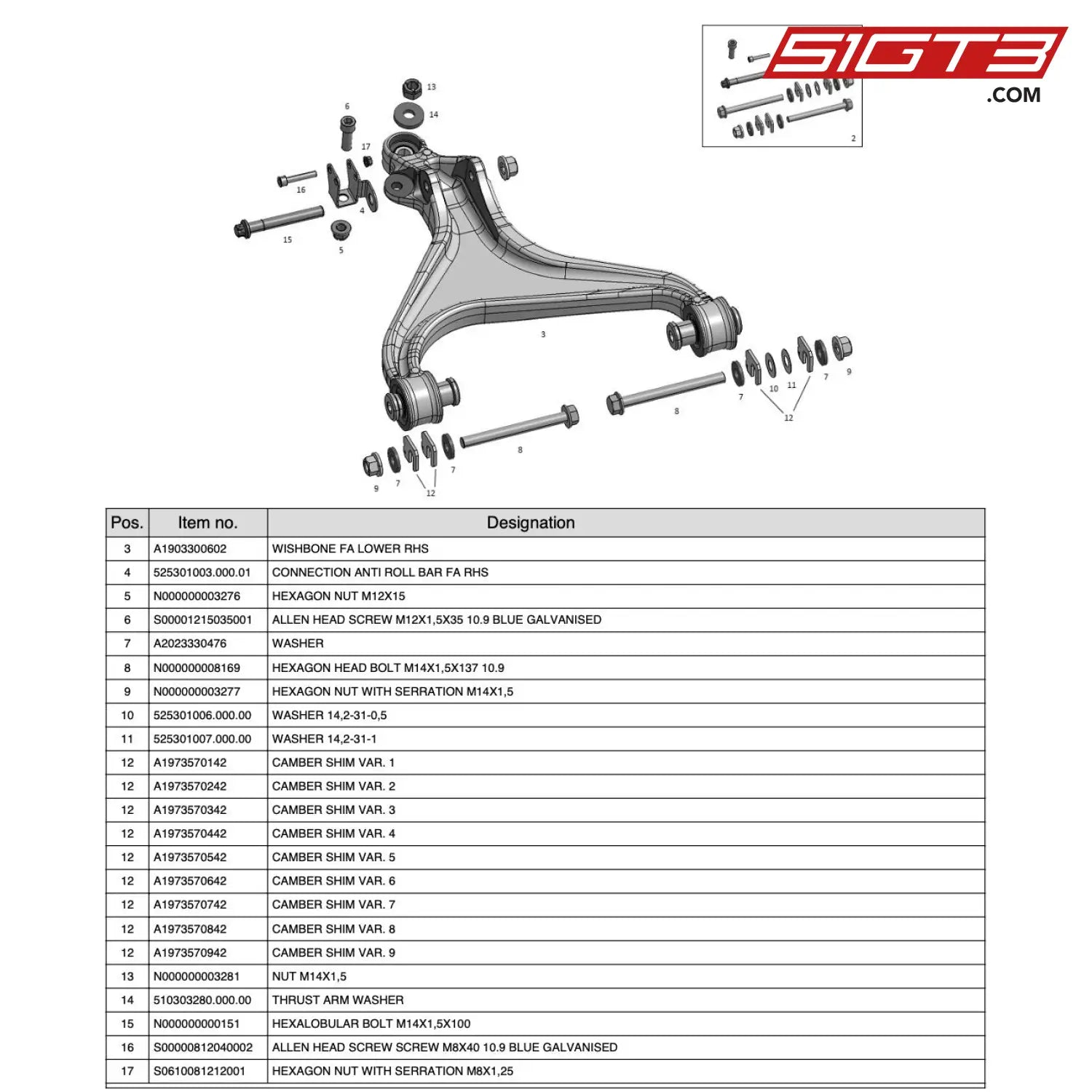 Nut M14X1 5 - N000000003281 [Mercedes-Amg Gt4] Wishbone Fa Rhs Lo