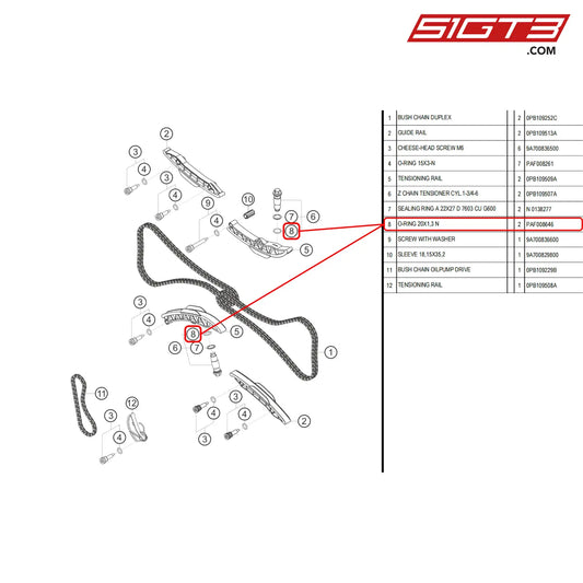 O-Ring 20X1 3 N - Paf008646 [Porsche 718 Cayman Gt4 Rs Clubsport] Timing Chain