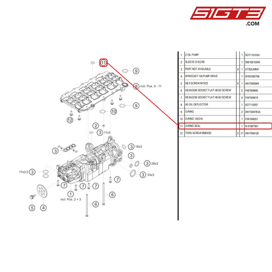 O-Ring Seal - N 91007901 [Porsche 718 Cayman Gt4 Rs Clubsport] Oil Pump