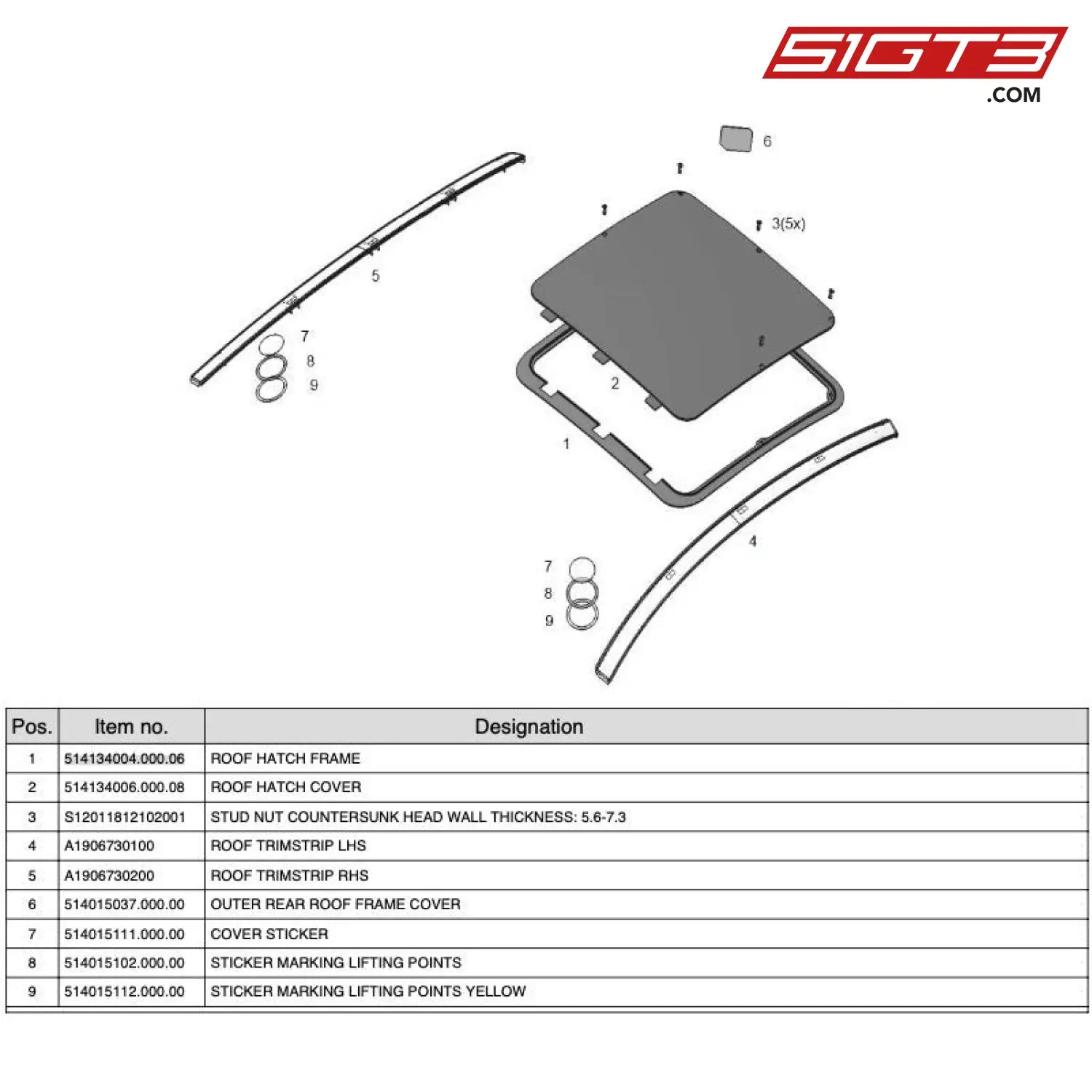 Outer Rear Roof Frame Cover - 514015037.000.00 [Mercedes-Amg Gt4] Roof Separate Parts