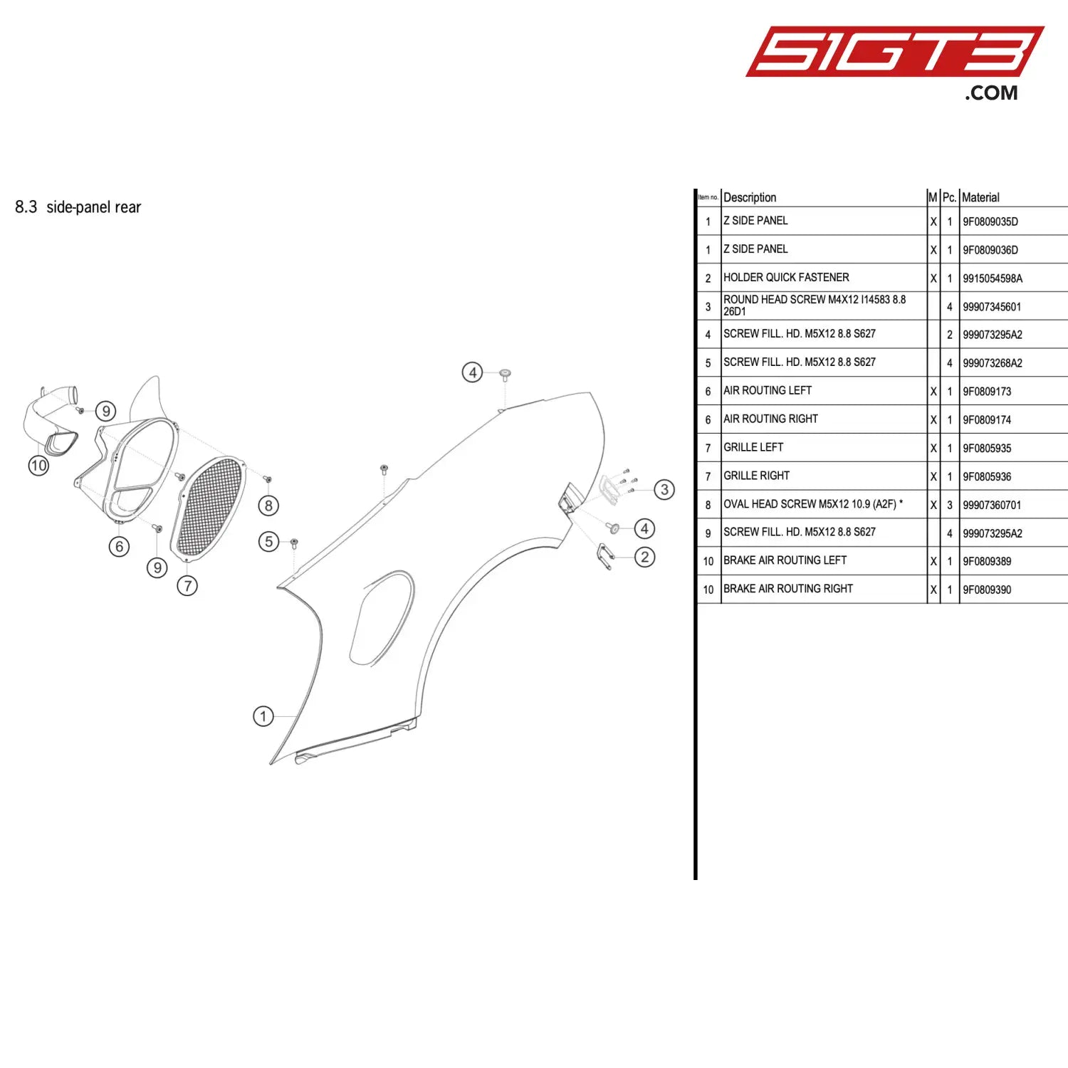 Oval Head Screw M5X12 10.9 (A2F) * - 99907360701 [Porsche 911 Gt3 R Type 991 (Gen 2)] Side-Panel