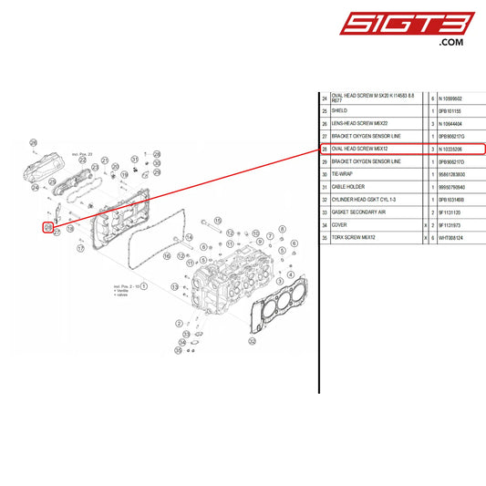 Oval Head Screw M6X12 - N 10335206 [Porsche 718 Cayman Gt4 Rs Clubsport] Cylinder Head Left