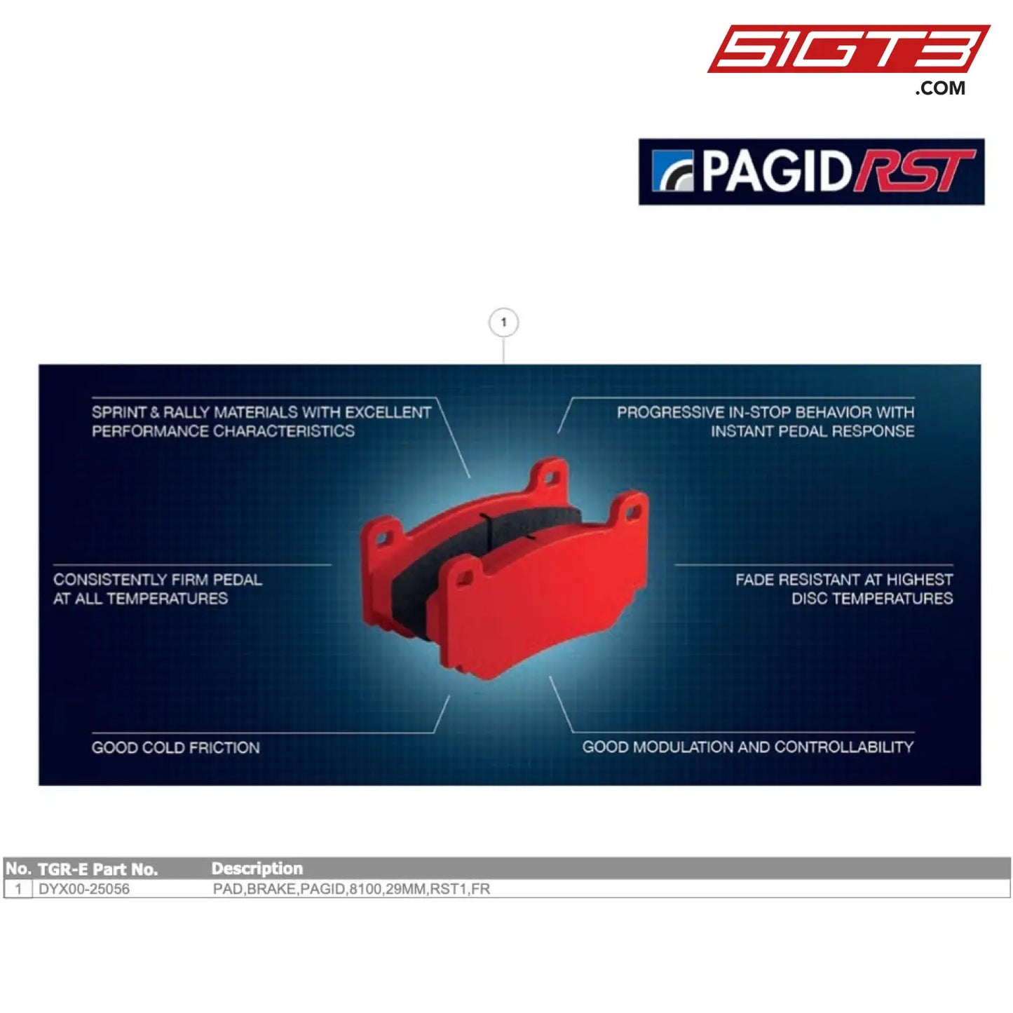 Pad Brake Pagid 8100 29Mm Rst1 Fr - Dyx00-25056 [Gr Supra Gt4 Evo] Brake Pads