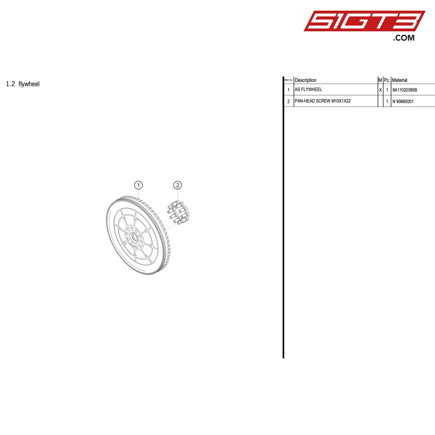Pan-Head Screw M10X1X22 - N-90665001 [Porsche 911 Gt3 R Type 991 (Gen 2)] Flywheel