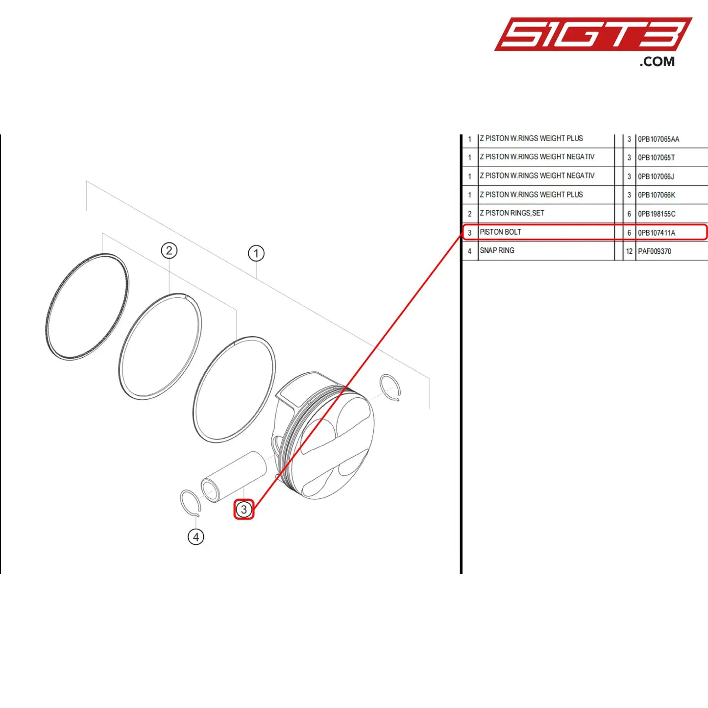 Piston Bolt - 0Pb107411A [Porsche 718 Cayman Gt4 Rs Clubsport] Piston