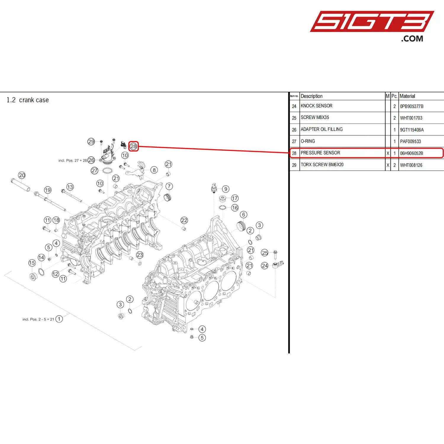 Pressure Sensor - 06H906052B [Porsche 718 Cayman Gt4 Rs Clubsport] Crank Case