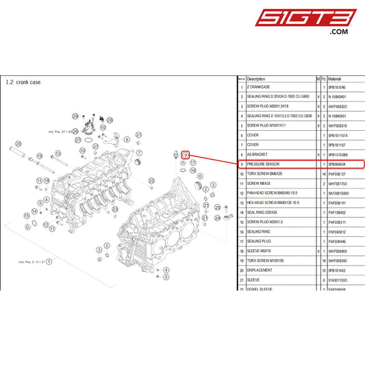 Pressure Sensor - 0Pb906054 [Porsche 718 Cayman Gt4 Rs Clubsport] Crank Case