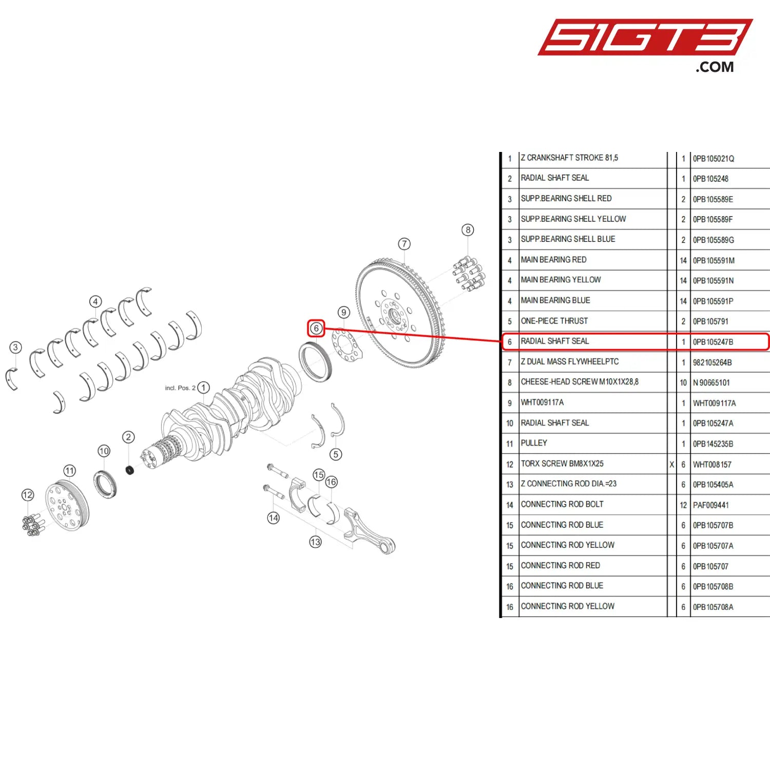 Radial Shaft Seal - 0Pb105247B [Porsche 718 Cayman Gt4 Rs Clubsport] Crank Shaft And Conrod