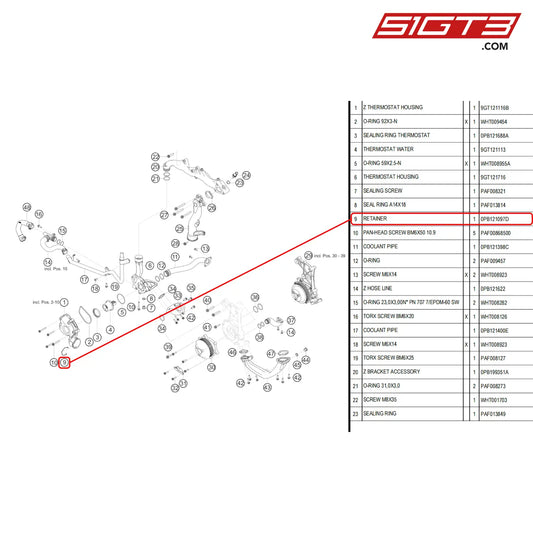 Retainer - 0Pb121097D [Porsche 718 Cayman Gt4 Rs Clubsport] Engine Water Circuit