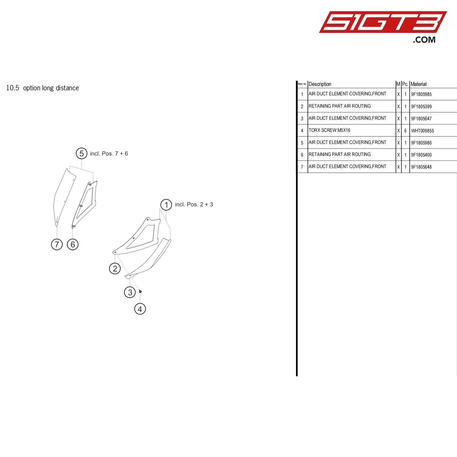 Retaining Part Air Routing - 9F1805400 [Porsche 911 Gt3 Cup Type 992 (Gen 1)] Option Long Distance