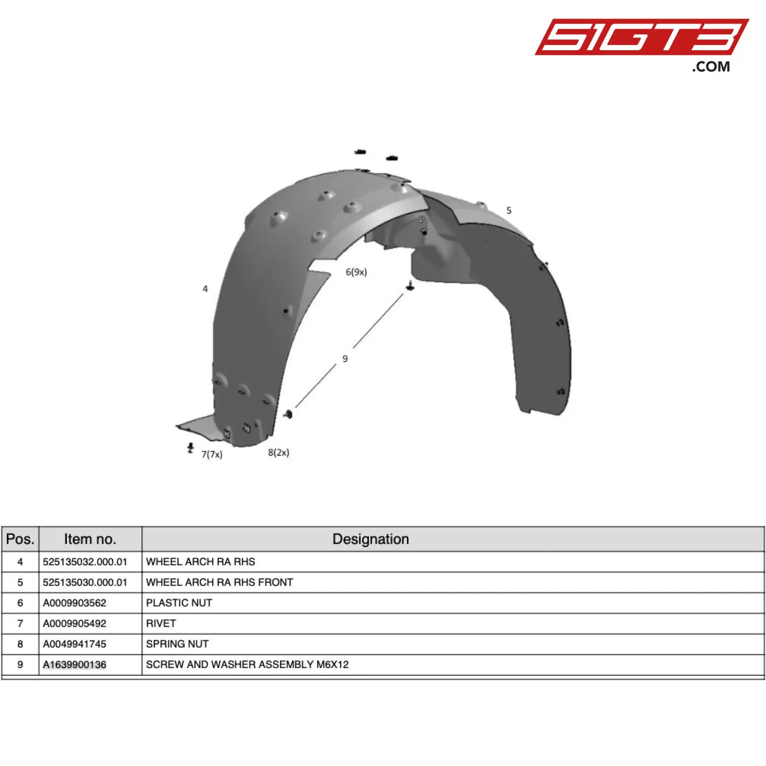 Rivet - A0009905492 [Mercedes-Amg Gt4] Wheel Well Ra Rhs