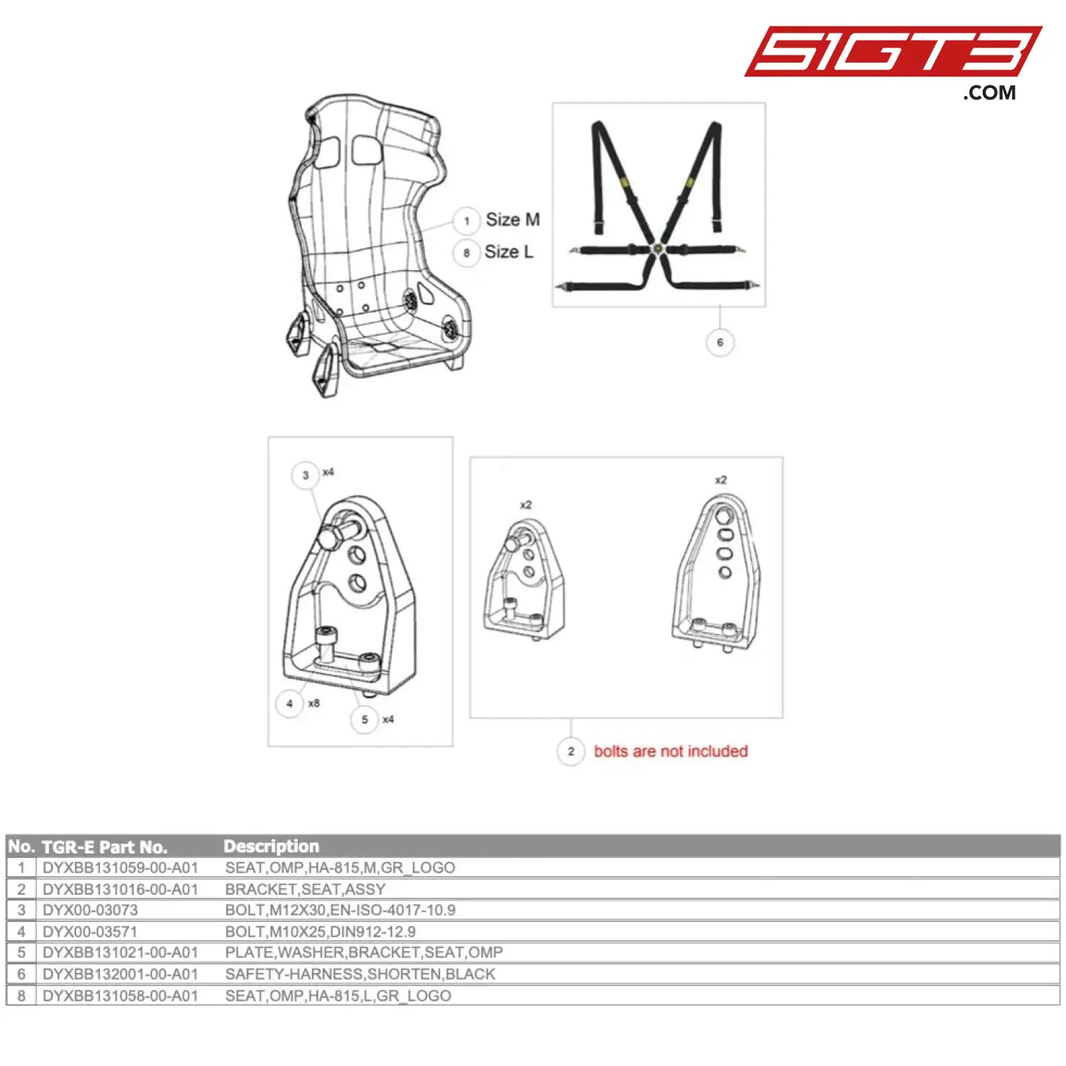 Safety-Harness Shorten Black Gt4 Evo - Dyxbb132001-00-A01 [Gr Supra Evo] Seat + Bracket