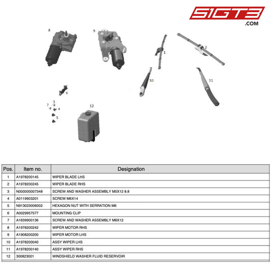 Screw And Washer Assembly M6X12 - A1639900136 [Mercedes-Amg Gt4] Windshield Cleaning Device