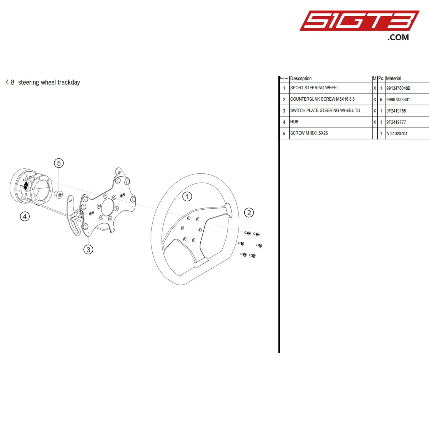 Screw M18X1.5X26 - N 91020701 [Porsche 718 Cayman Gt4 Clubsport] Steering Wheel Trackday