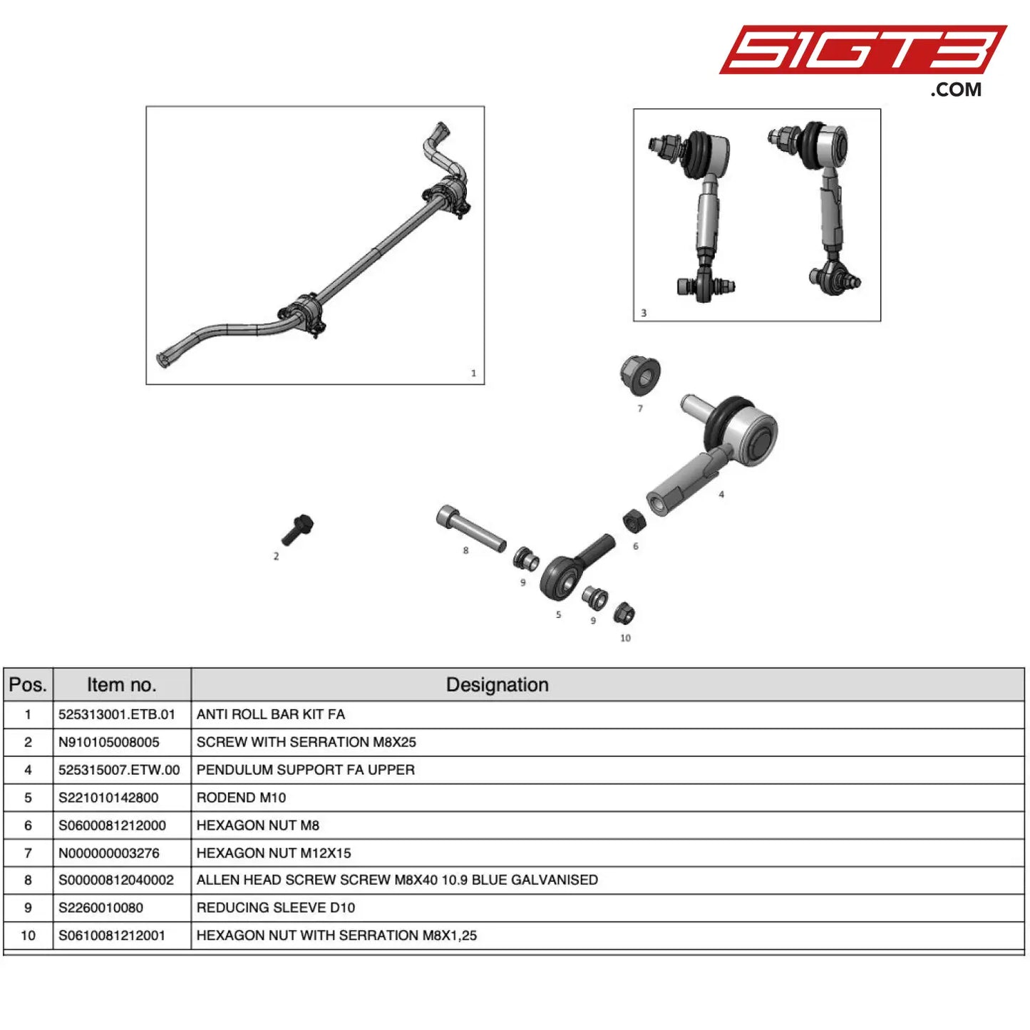 Screw With Serration M8X25 - N910105008005 [Mercedes-Amg Gt4] Anti Roll Bar Fa