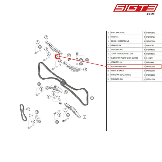 Screw With Washer - 9A700836600 [Porsche 718 Cayman Gt4 Rs Clubsport] Timing Chain