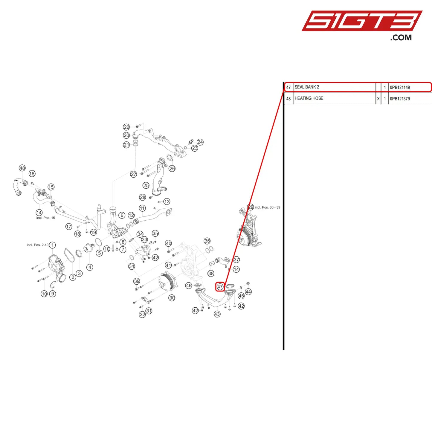 Seal Bank 2 - 0Pb121149 [Porsche 718 Cayman Gt4 Rs Clubsport] Engine Water Circuit