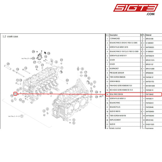 Seal Ring D30X36 - Paf108402 [Porsche 718 Cayman Gt4 Rs Clubsport] Crank Case