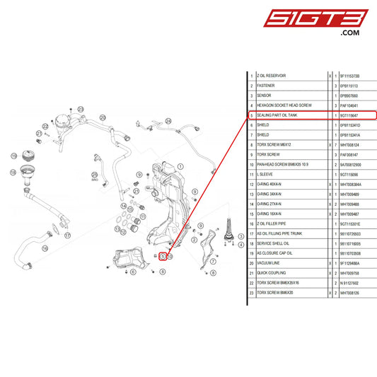 Sealing Part Oil Tank - 9Gt115647 [Porsche 718 Cayman Gt4 Rs Clubsport] Oil Tank