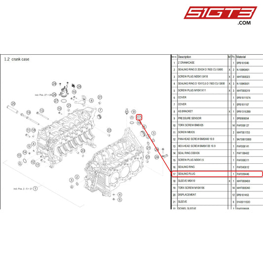 Sealing Plug - Paf009446 [Porsche 718 Cayman Gt4 Rs Clubsport] Crank Case
