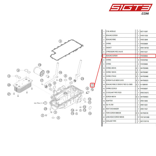 Sealing Screw M33 - Paf009462 [Porsche 718 Cayman Gt4 Rs Clubsport] Oil Pump Housing