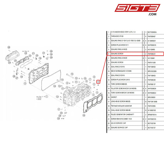 Sealing Screw - Paf008321 [Porsche 718 Cayman Gt4 Rs Clubsport] Cylinder Head Left