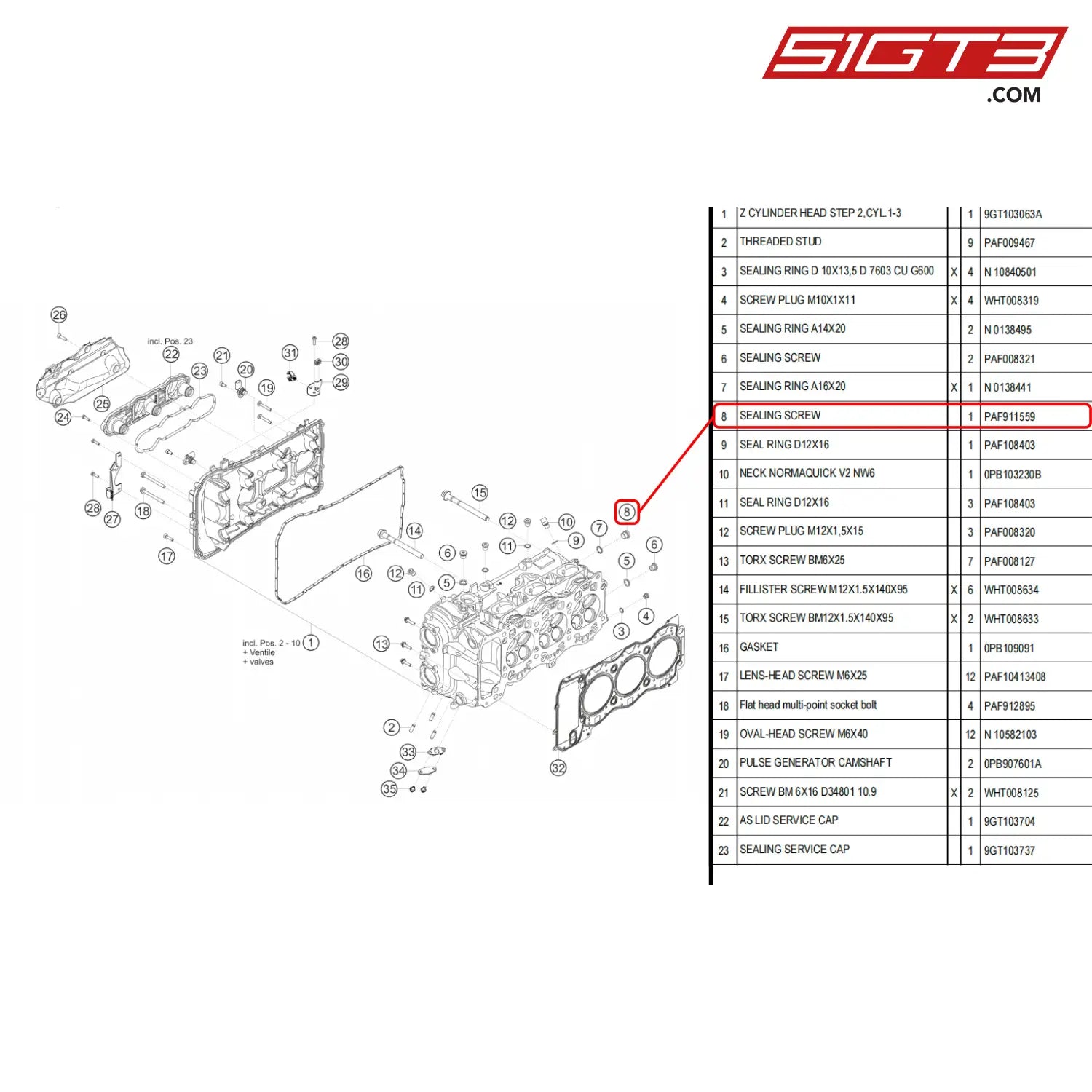 Sealing Screw - Paf911559 [Porsche 718 Cayman Gt4 Rs Clubsport] Cylinder Head Left