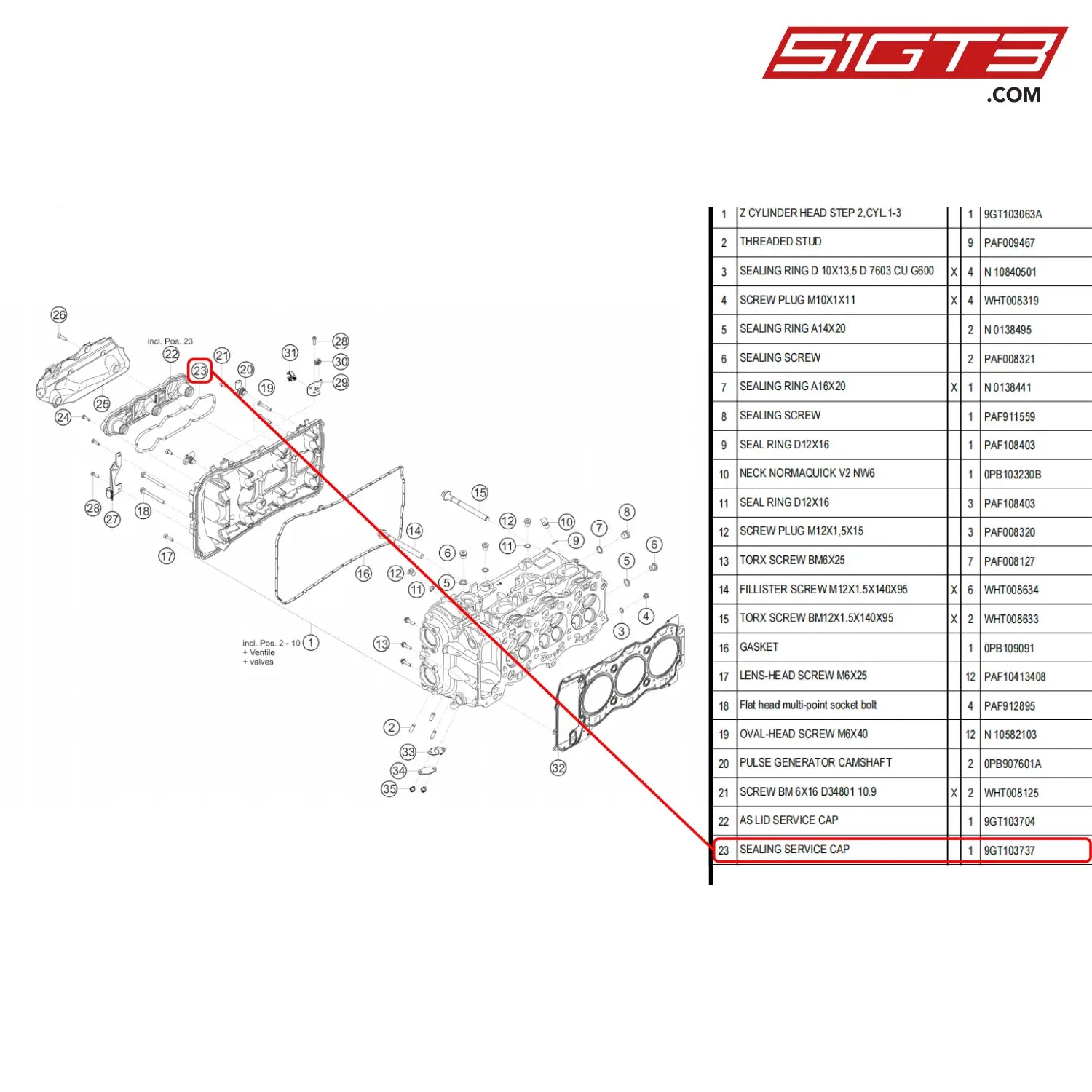 Sealing Service Cap - 9Gt103737 [Porsche 718 Cayman Gt4 Rs Clubsport] Cylinder Head Left