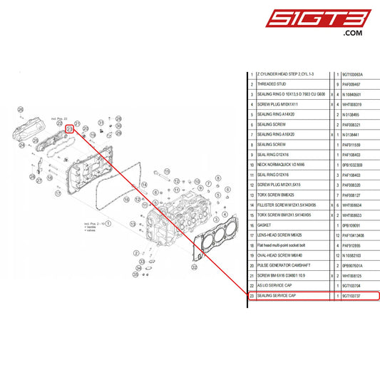 Sealing Service Cap - 9Gt103737 [Porsche 718 Cayman Gt4 Rs Clubsport] Cylinder Head Left