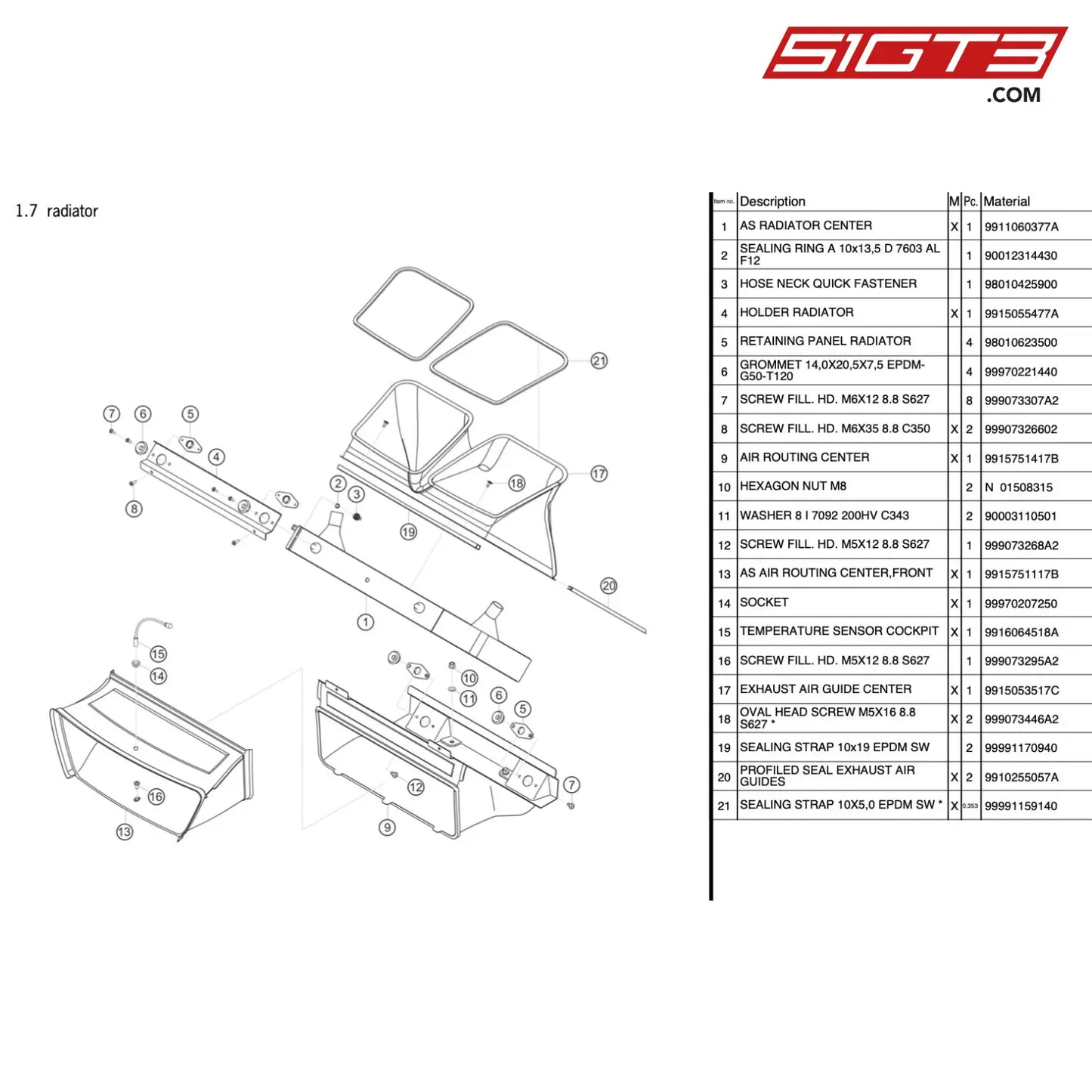 Sealing Strap 10X5 0 Epdm Sw * - 99991159140 [Porsche 911 Gt3 R Type 991 (Gen 1)] Radiator