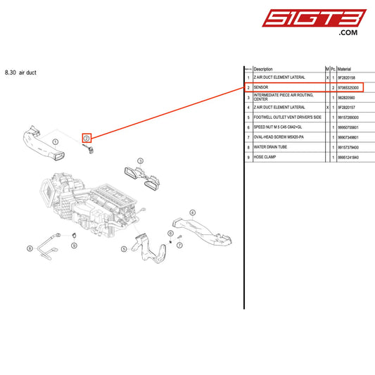 Sensor - 97065325300 [Porsche 718 Cayman Gt4 Rs Clubsport] Air Duct