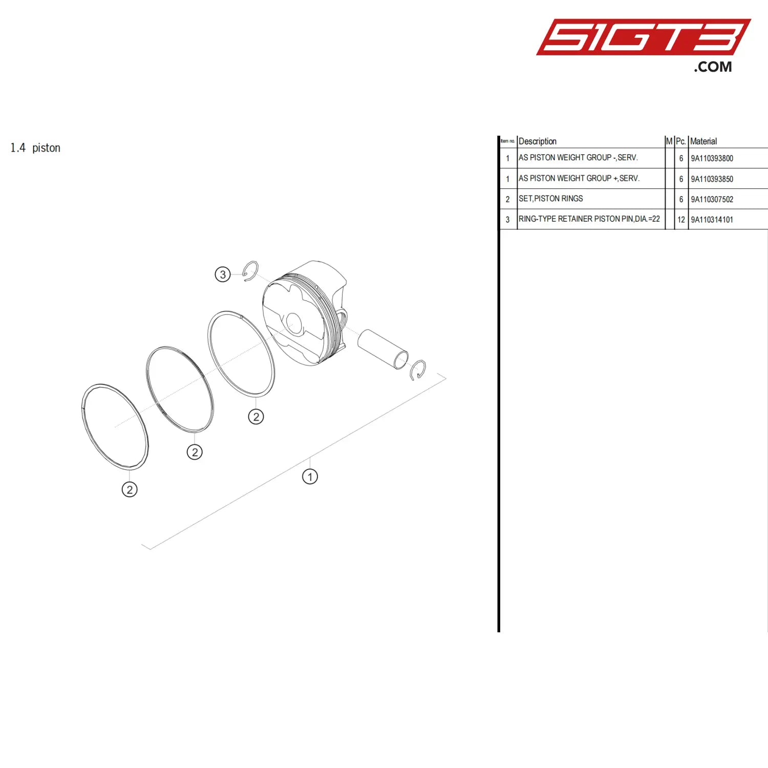 Set Piston Rings - 9A110307502 [Porsche 718 Cayman Gt4 Clubsport] Piston