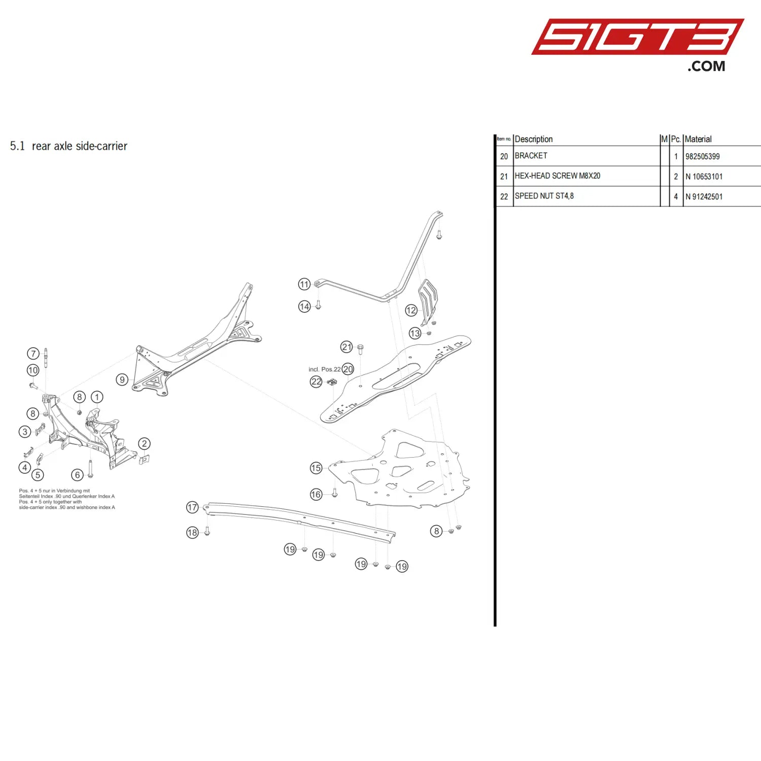 Setting Clip Wishbone - 98133135180 [Porsche 718 Cayman Gt4 Clubsport] Rear Axle Side-Carrier