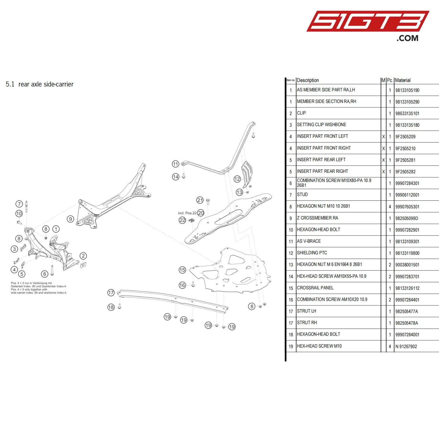 Shielding Ptc - 98133119800 [Porsche 718 Cayman Gt4 Clubsport] Rear Axle Side-Carrier