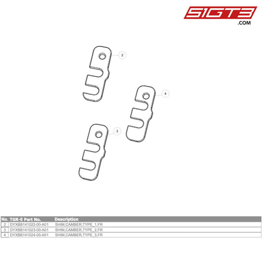 Shim Camber Type_1 Fr Gt4 Evo - Dyxbb141022-00-A01 [Gr Supra Evo] Option Shim Cambers