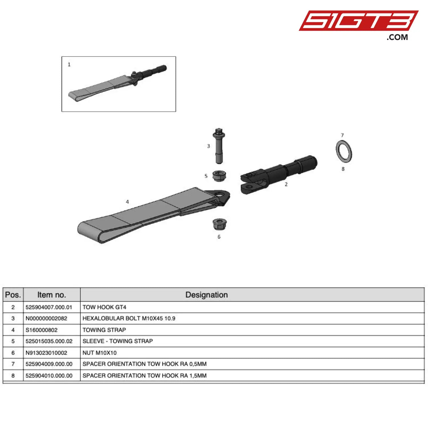 Sleeve - Towing Strap 525015035.000.02 [Mercedes-Amg Gt4] Two Hook Rear