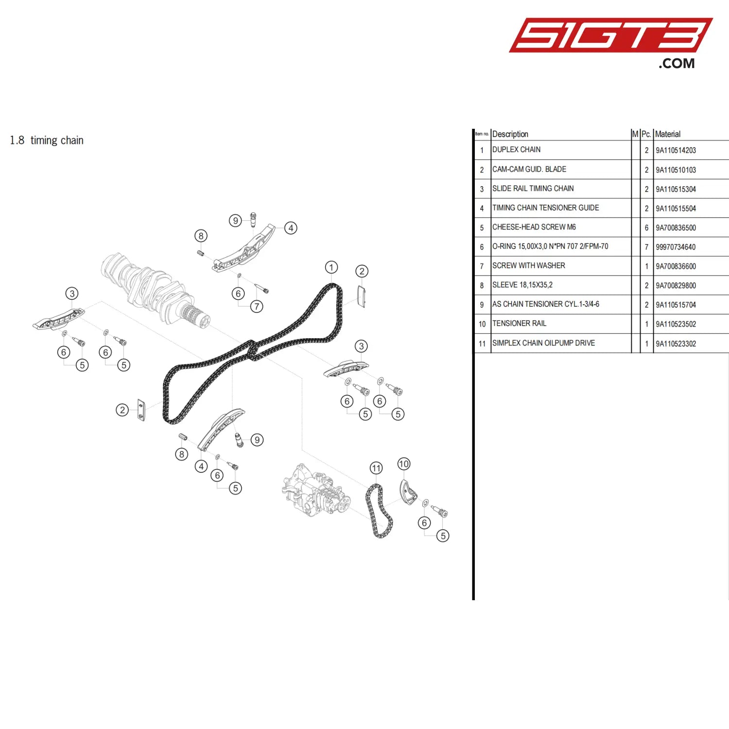 Slide Rail Timing Chain - 9A110515304 [Porsche 718 Cayman Gt4 Clubsport] Timing Chain