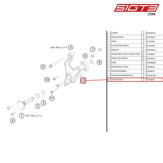 Spacer Sleeve - Paf009912 [Porsche 718 Cayman Gt4 Rs Clubsport] Central Oil Supply System