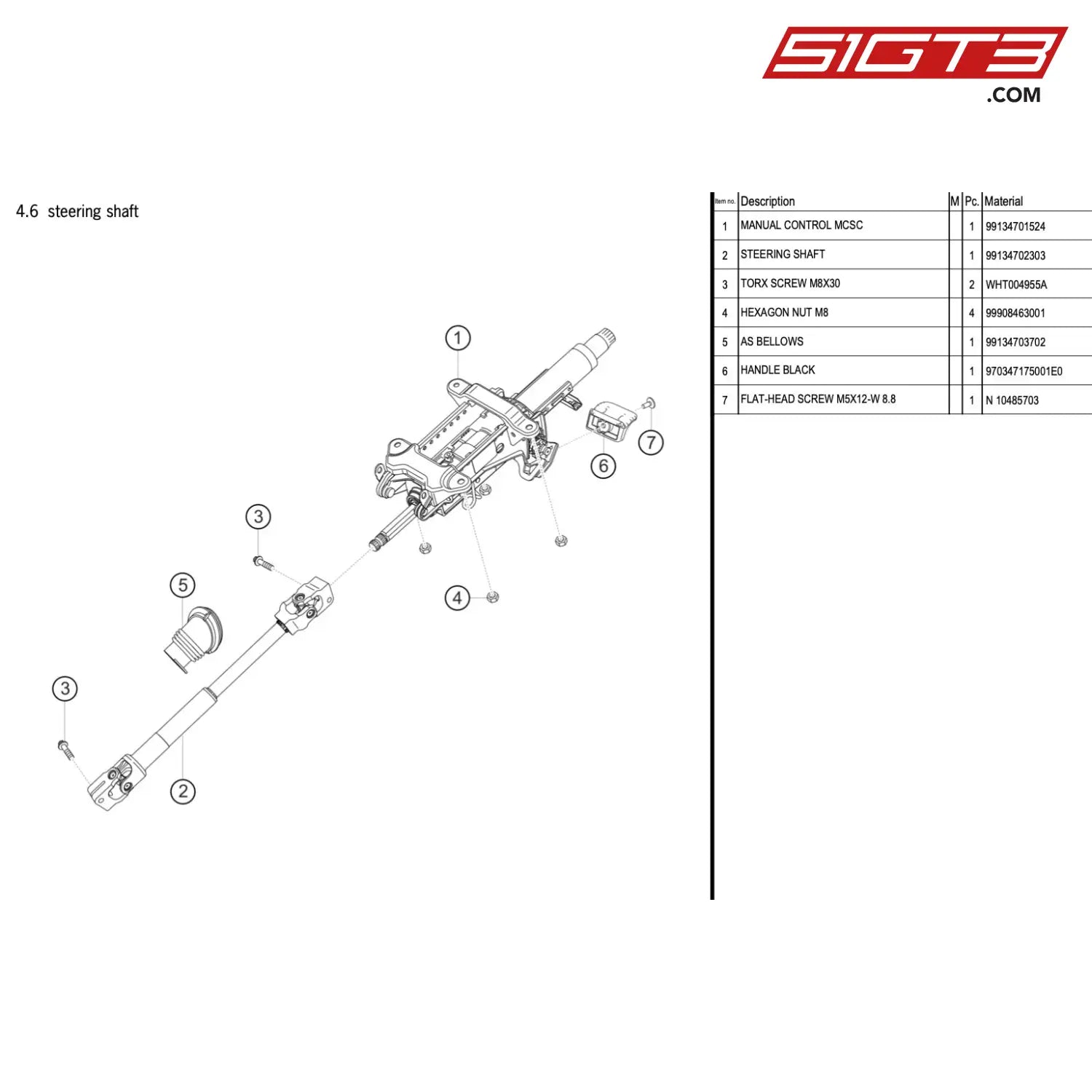 Steering Shaft - 99134702303 [Porsche 718 Cayman Gt4 Rs Clubsport] Steering Shaft