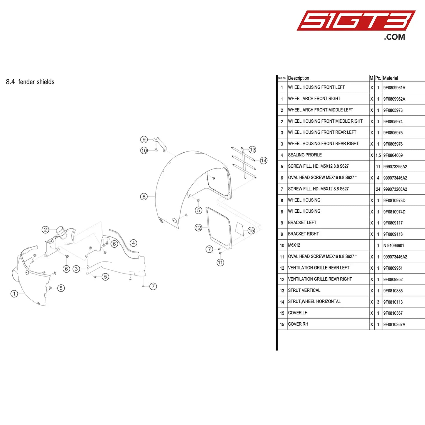 Strut Wheel Horizontal - 9F0810113 [Porsche 911 Gt3 R Type 991 (Gen 2)] Fender Shields