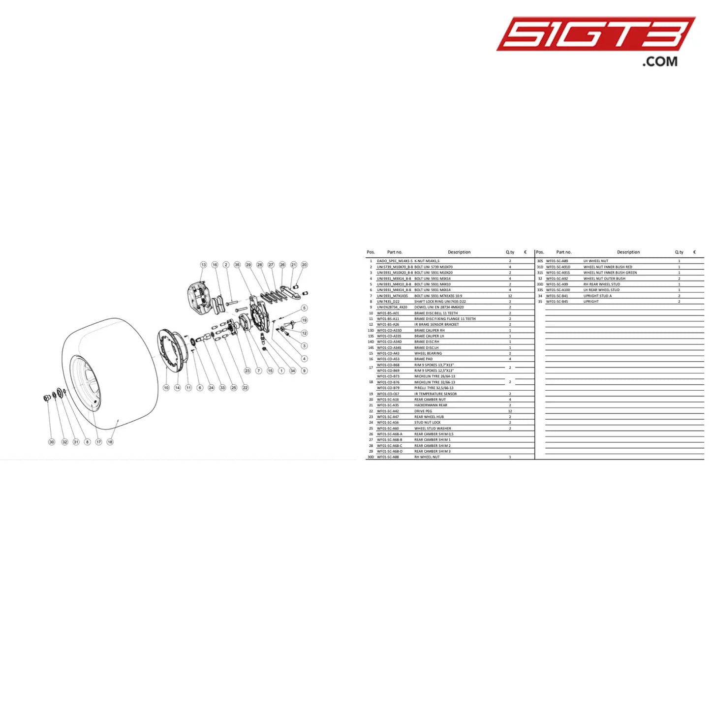 Stud Nut Lock - Wf01-Sc-A56 [Wolf F Mistral] Rear Hub