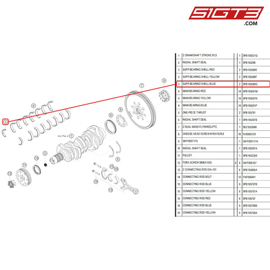 Supp.bearing Shell Blue - 0Pb105589G [Porsche 718 Cayman Gt4 Rs Clubsport] Crank Shaft And Conrod