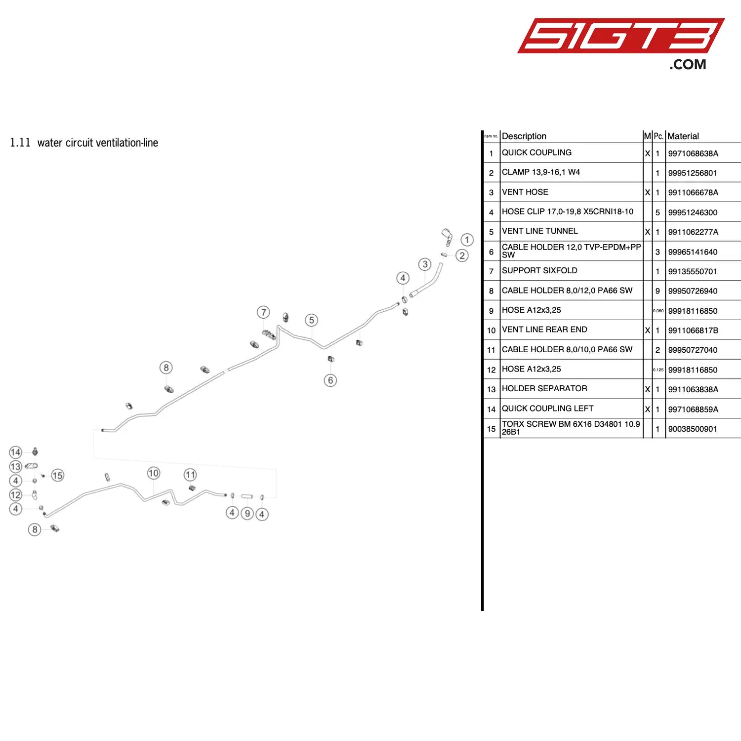 Support Sixfold - 99135550701 [Porsche 911 Gt3 R Type 991 (Gen 1)] Water Circuit Ventilation-Line