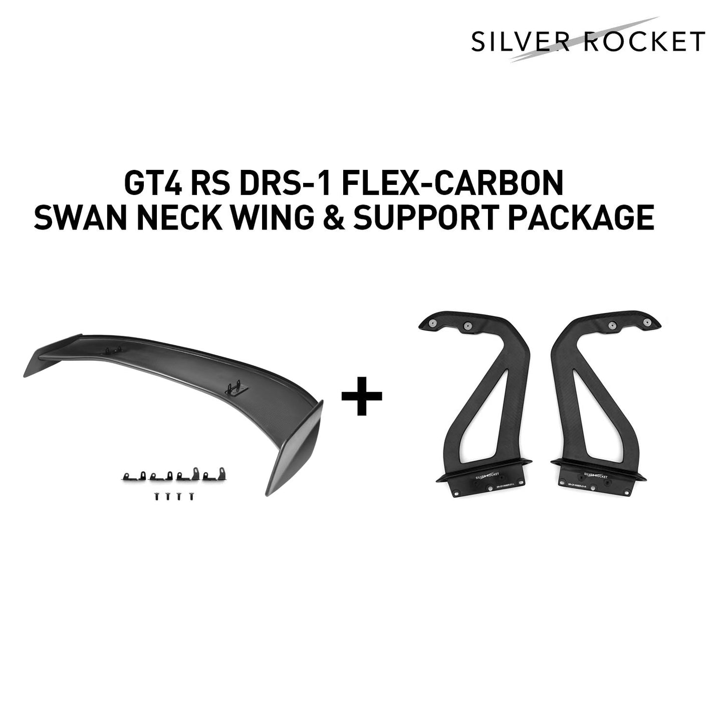 SilverRocket GT4 RS DRS-1 FLEX-CARBON SWAN NECK WING & SUPPORT PACKAGE [PORSCHE 718 GT4 RS]