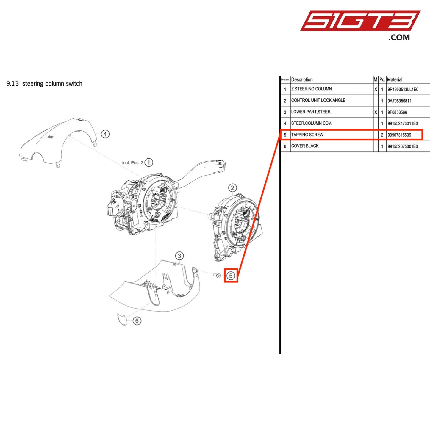 TAPPING SCREW - 99907315509 [PORSCHE 718 Cayman GT4 RS Clubsport]