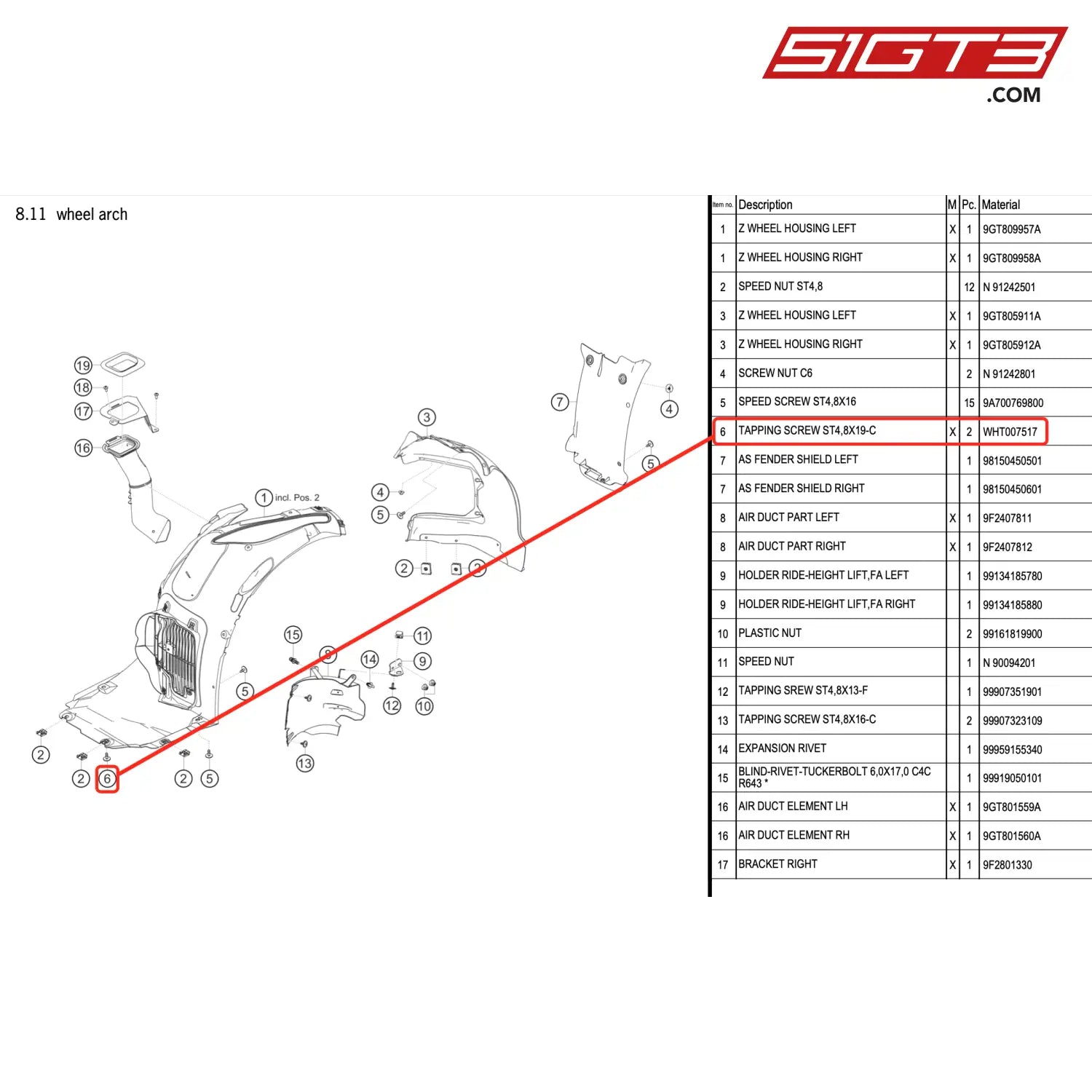 Tapping Screw St4 8X19-C - Wht007517 [Porsche 718 Cayman Gt4 Rs Clubsport / 911 Gt3 Cup Typ 992