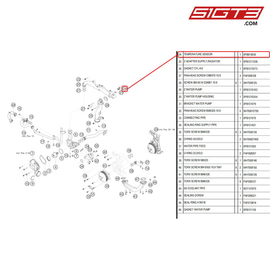 Temperature Sensor - 0Pb919530 [Porsche 718 Cayman Gt4 Rs Clubsport] Engine Water Circuit