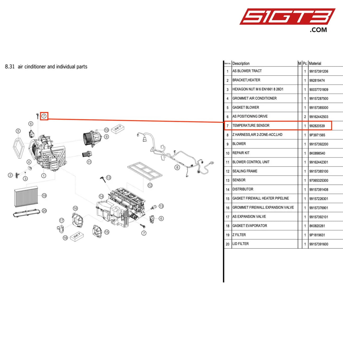 Temperature Sensor - 992820539 [Porsche 718 Cayman Gt4 Rs Clubsport] Air Cinditioner And Individual